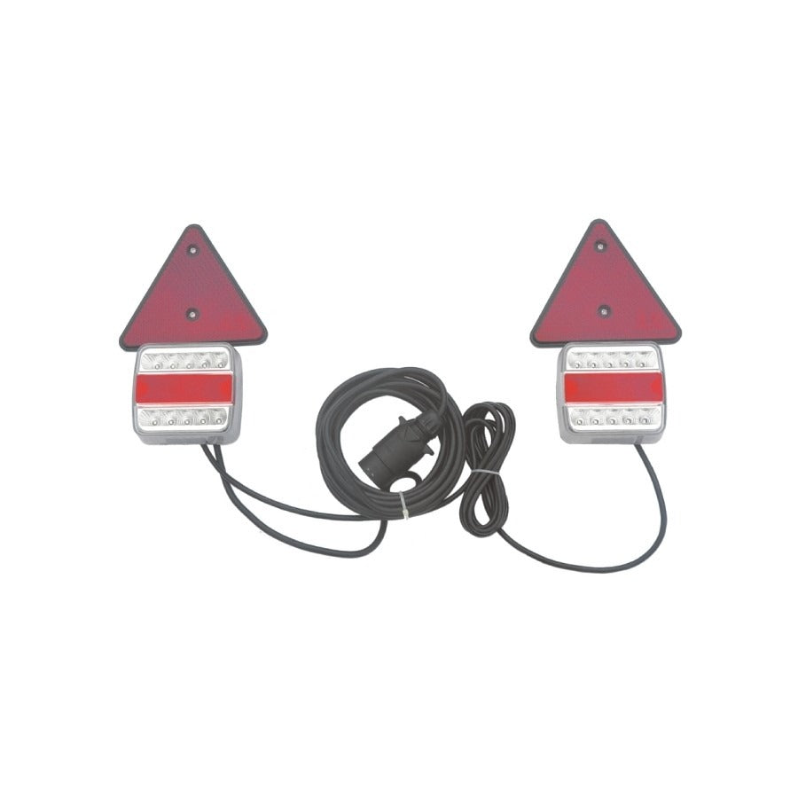 LED achterlichtcombinatie - 2 x 10 LEDs - Met gevarendriehoek - Magnetisch LED achterlichtcombinatie - 2 x 10 LEDs - Met gevarendriehoek - Magnetisch